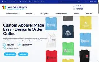 JMH Graphics - Screenprinting & Embroidery website