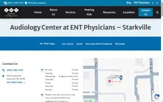 Audiology Center at ENT Physicians of Starkville website
