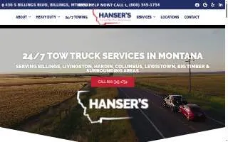Hanser’s Towing & Semi Truck Heavy Wrecker website