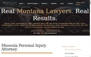 Heenan & Cook Injury Accident Lawyers of Missoula website