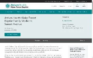 Atrium Health Wake Forest Baptist Family Medicine - Sunset Avenue website
