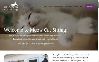 Meow Cat Sitting, LLC website