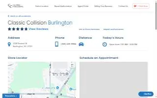 Classic Collision of Burlington website