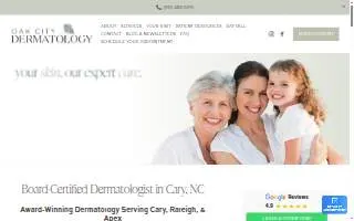 Oak City Dermatology website