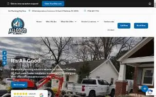 All Good Plumbing, LLC of Charlotte website