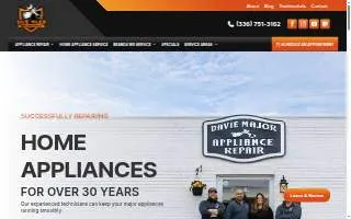 Davie Major Appliance Repair of Clemmons website