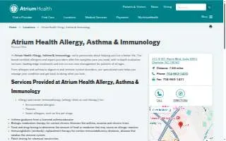 Atrium Health Allergy, Asthma & Immunology of Concord website