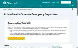 Atrium Health Cabarrus Emergency Department website