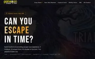 Game On Escapes & More - Cary website