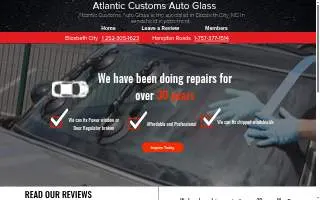 Atlantic Customs Auto Glass website