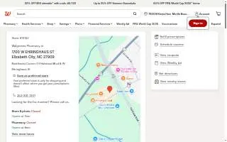 Walgreens Pharmacy of Elizabeth City website