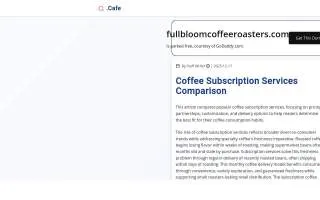 Full Bloom Coffee Roasters website