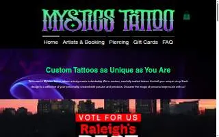 Mystics Tattoo & Game Lounge website