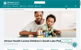 Atrium Health Levine Children's South Lake Pediatrics of Huntersville website