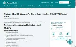 Atrium Health Women's Care One Health OB/GYN of Huntersville website