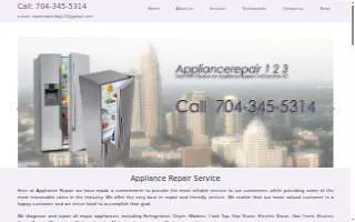 Appliance Repair 123 of Mint Hill website
