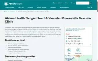 Atrium Health Sanger Heart & Vascular Mooresville Vascular Clinic website