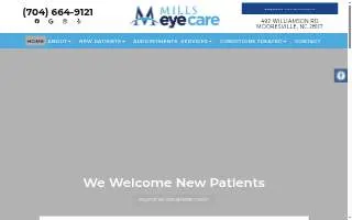 Mills Eye Care website