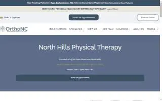 OrthoNC: North Hills Physical Therapy Office website