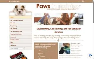Paws in Training website