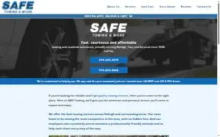 SAFE Towing llc of Raleigh website