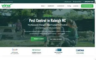 Vinx Pest Control of Raleigh website