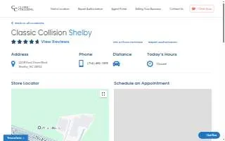 Classic Collision of Shelby website