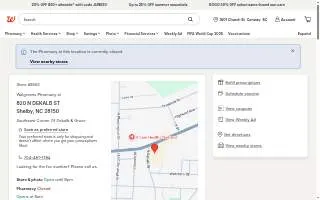 Walgreens Pharmacy of Shelby website