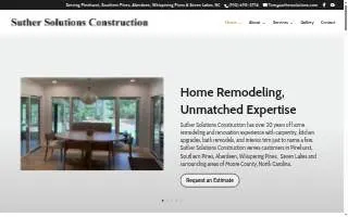 Suther Solutions Construction of Southern Pines website
