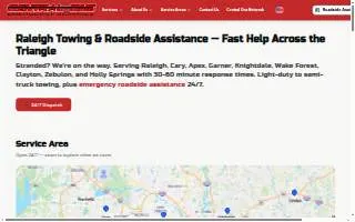 Central One Towing of Wake Forest website