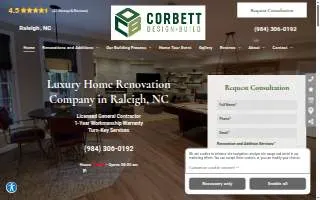 Corbett Design Build of Wake Forest website