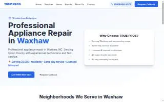 CLT Appliance Repair of Waxhaw website