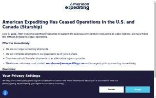 American Expediting of Wilmington website
