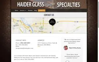 Haider Glass Specialties website