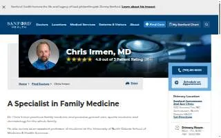 Chris Irmen, MD website
