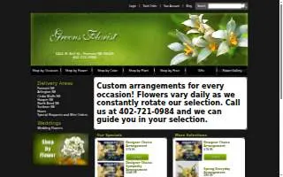 Greens Florist website