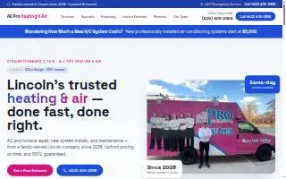 All Pro Heating and Air Conditioning website