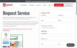 Bryant Air Conditioning, Heating, Electrical & Plumbing website