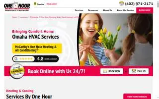 McCarthy's One Hour Heating & Air Conditioning website
