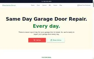 Precision Garage Door Service of Omaha website