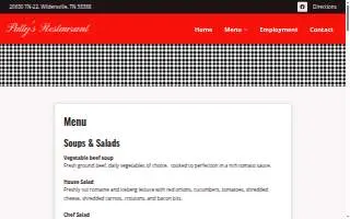 Patty B's Italian Restaurant website