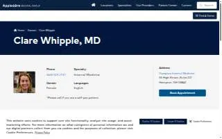 Clare Whipple, MD website