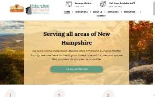 Wilkinson-Beane-Simoneau-Paquette Funeral Home and 603Cremations.com website