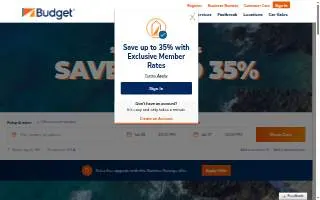 Budget Truck Rental of Palm Harbor website