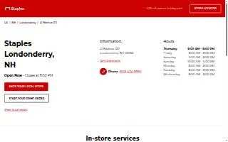 Staples of Londonderry website