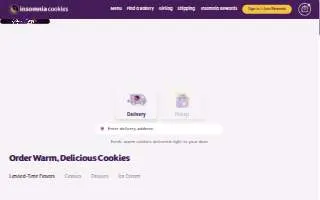 Insomnia Cookies of Manchester website