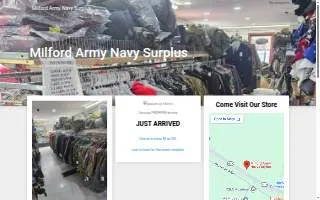 Milford Army Navy Surplus website
