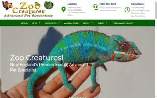 Zoo Creatures Pet Store website