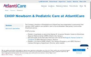 CHOP Pediatric Care at AtlantiCare website
