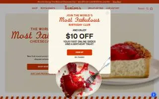 Juniors Cheesecake Bakery Outlet website